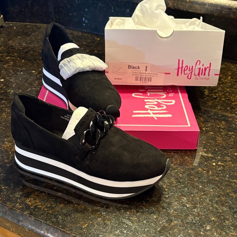 Black Platform Faux Suede Sneakers